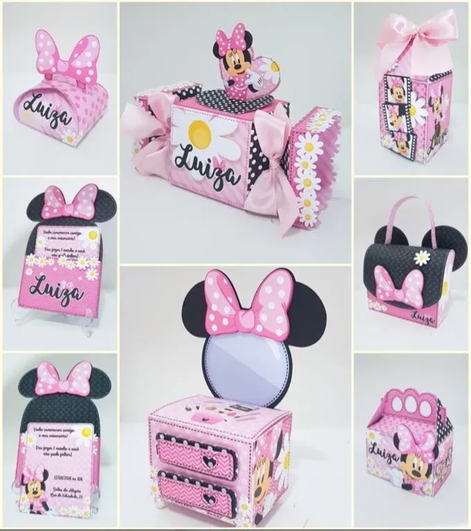 Decoração Minnie Rosa para imprimir e cortar. Arquivo de corte Studio e arquivos PNG de alta resolução.