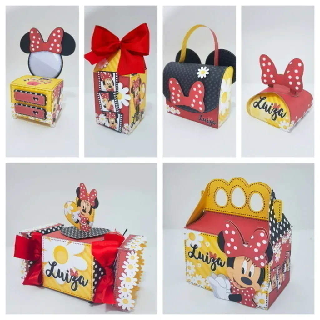 Kit completo de decoração Minnie em Studio, PNG e PDF. Ideal para topper e temas de festas.