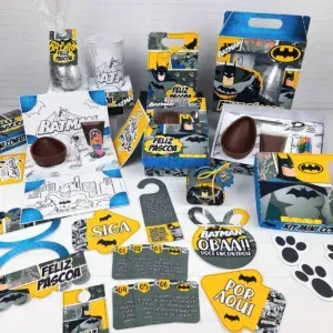 Festa Infantil Tema Páscoa Batman. Decoração com Arquivo de Corte Studio e PDF. O tema mais criativo com moldes de topo de bolo e topper.