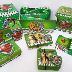 Kit decoração Dia dos Pais Flamengo em Studio, PNG e PDF. Ideal para festas, topper e bolo.