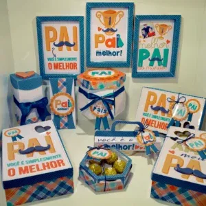 Enfeite Dia dos Pais de luxo. Arquivo de corte Studio e PDF para topper e festas.