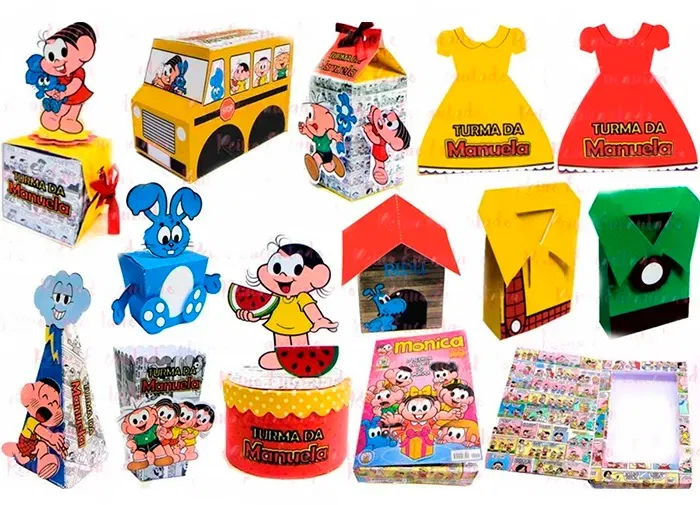 Topper Feliz Aniversário Turma da Mônica. Arquivo de Corte Studio para decoração de festas de aniversário. Perfeito para criar topo de bolo com o tema clássico.