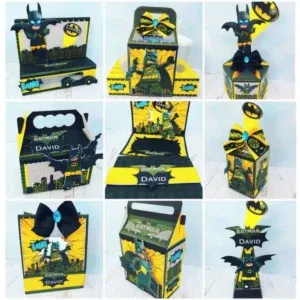 Kit Decoração Festa Batman Lego (Studio e PDF). Arquivo de Corte essencial para decoração de festas de aniversário com este tema. Inclui moldes de topo de bolo e topper.