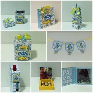 Decoração Dia dos Pais para imprimir e cortar. Arquivo de corte Studio e PDF para festas.