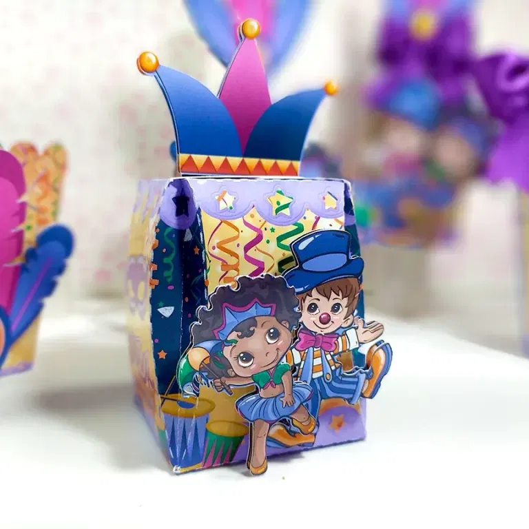 Moldes de decoração Carnaval para aniversário. Arquivo de corte Studio e PDF para topper.