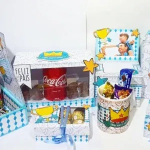 Kit completo festa Dia dos Pais em Studio, PNG e PDF. Inclui decoração, topper e artes.