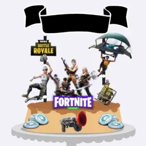 Kit Festa Topper de Bolo Fortnite. Arquivo de Corte Studio essencial para a decoração de festas de aniversário com este tema. Perfeito para o topo de bolo.
