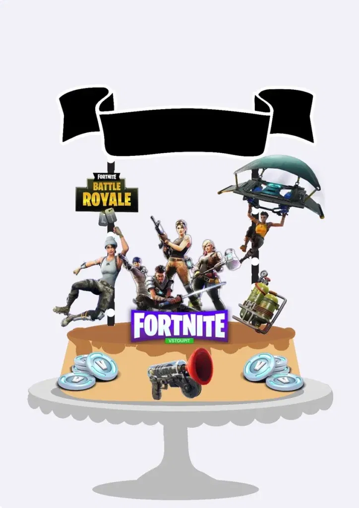 Kit Festa Topper de Bolo Fortnite gamer.