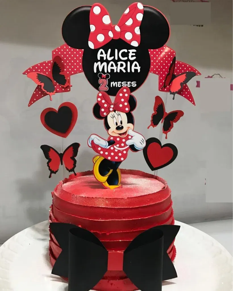 Topper de bolo Minnie Vermelha em camadas para Silhouette Studio. Ideal para decoração de aniversário e temas de festas.
