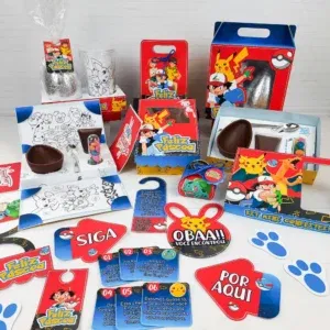 Elementos para Festa Páscoa Pokémon. Arquivo de Corte Studio e PDF para decoração. Ideal para topo de bolo e topper de ovos.