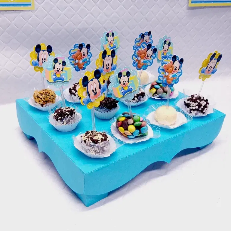 Decoração para Festa na Caixa Mickey Baby. Arquivos PDF para impressão e arquivo de corte Studio. Inclui moldes de topper.