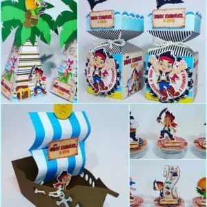 Arquivo de Corte Studio do Tema Jake e os Piratas da Terra do Nunca. Ideal para decoração de festas de aniversário. Inclui topo de bolo e topper.