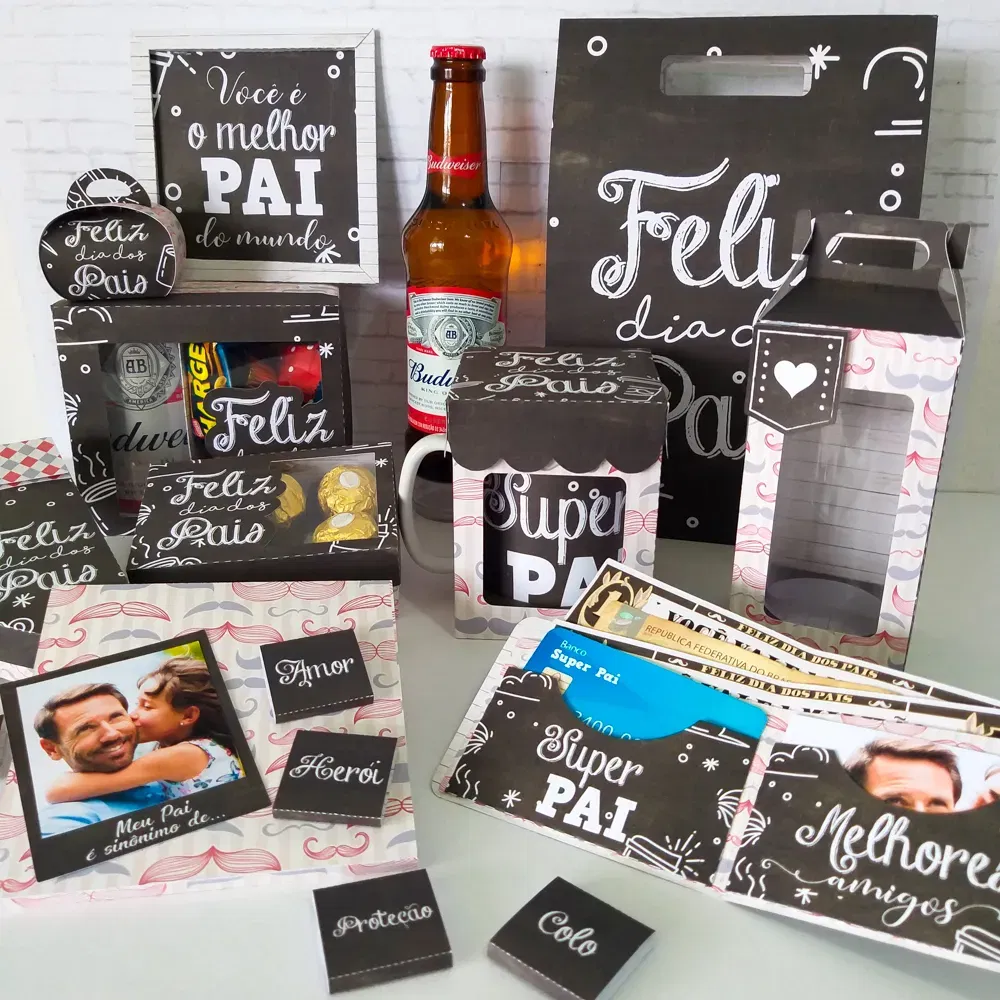 Elementos de mesa para decoração de Dia dos Pais.