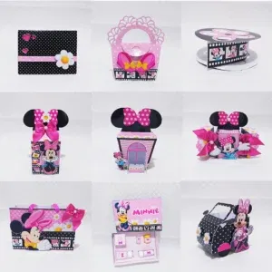 Moldes de mesa de decoração Minnie para aniversário. Arquivo de corte Studio e PDF para topper.