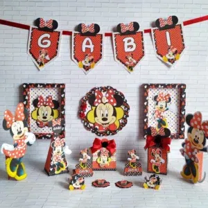 Download de arquivo de corte Minnie Vermelha para aniversário. Topper e decoração em PDF e Studio.