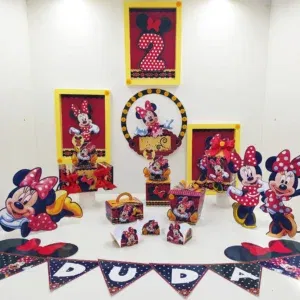 Painel Minnie Vermelha para scrapfesta. Arquivo de corte Studio, PNG e PDF para decoração de aniversário.