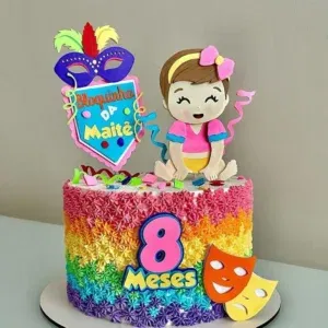 Topo de bolo Carnaval menina em Studio. Arquivo de corte para decoração de aniversário, topper e festas.