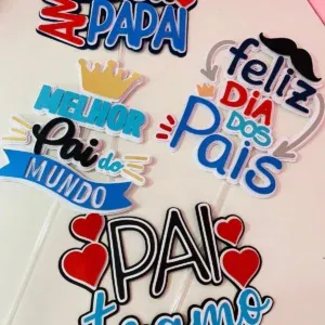 Topo de bolo Dia dos Pais em Studio. Arquivo de corte para decoração de aniversário e topper.