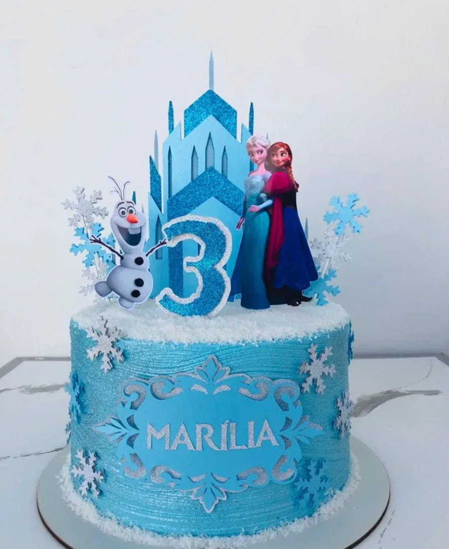 Topper de bolo Frozen pronto para imprimir e cortar no Studio. Decoração e festas.