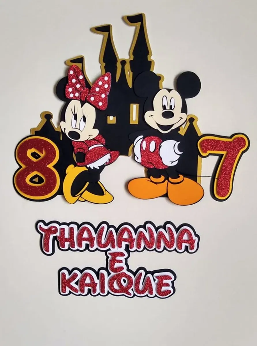 Topo de Bolo Mickey e Minnie Studio