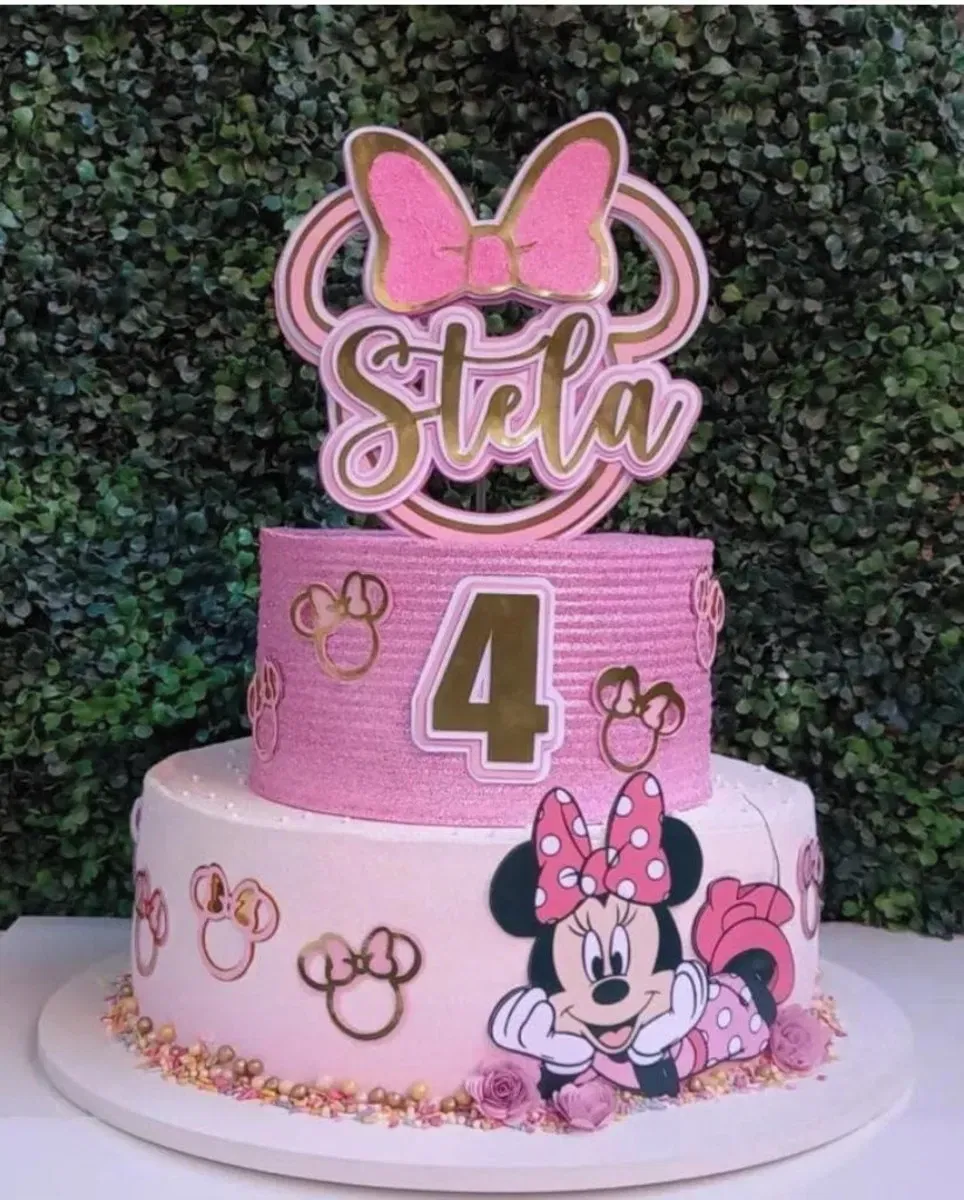 Topo de bolo Minnie editável para Silhouette Studio. Ideal para personalizar decoração, topper e temas de festas.