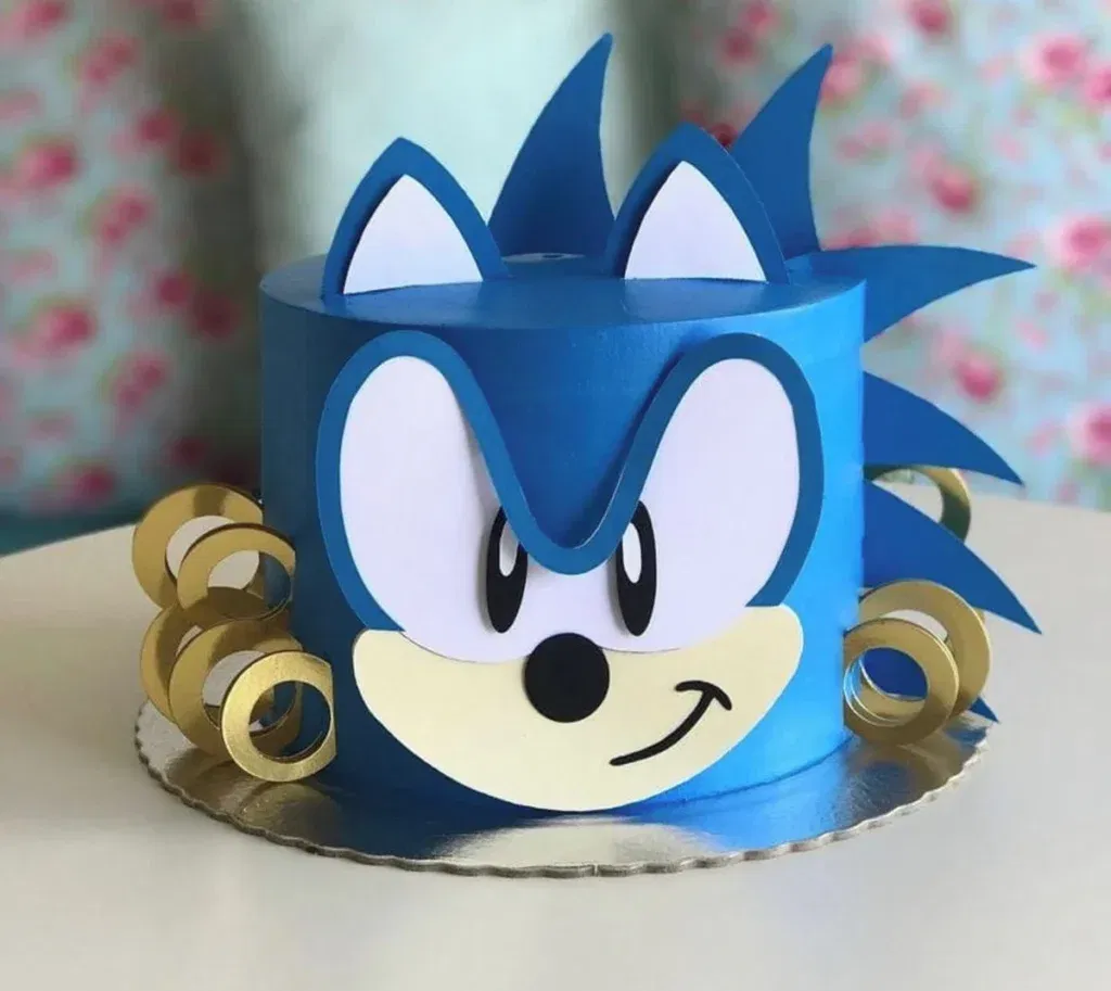 Topo de Bolo Personalizado do Sonic para Silhouette Studio.