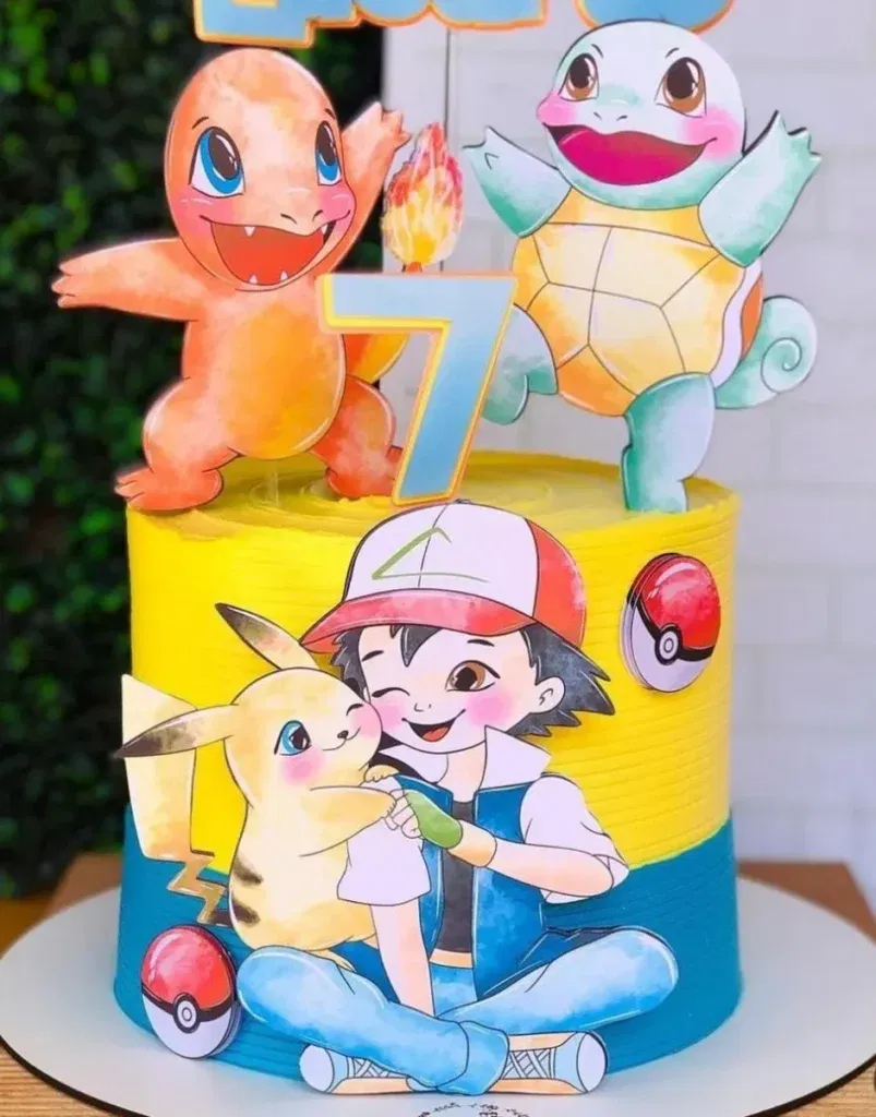 Imagem de Topo de Bolo Pokémon pronto para Imprimir. Arquivo Studio essencial para decoração de festas de aniversário com este tema. Use como topper de bolo.