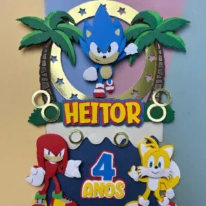 Topper de bolo Sonic para editar no Silhouette Studio. Decoração, temas e festas.