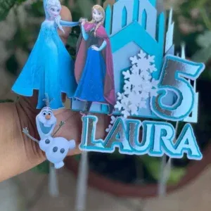 Topper de bolo temático Frozen em camadas para Silhouette Studio. Decoração e festas.