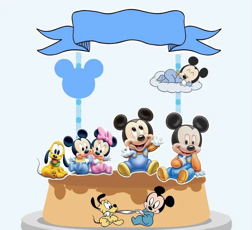 Topo de Bolo Turma do Mickey Baby Studio para primeiro aniversário.