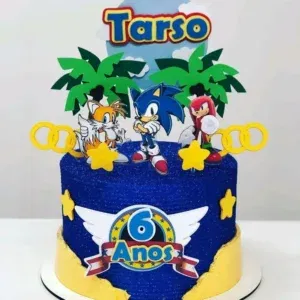 Topper de bolo Sonic Azul para Silhouette Studio. Decoração, temas e festas.