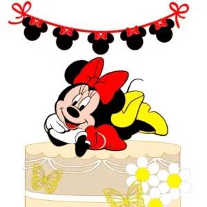 Topo de bolo da Minnie pronto para imprimir e cortar no Silhouette Studio. Ideal para decoração de aniversário e topper de festas.