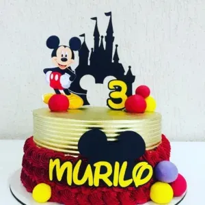 Topper de Bolo Mickey Castelo em Arquivo de Corte Studio. Ideal para decoração de festas luxo e aniversário. Serve como topo de bolo temático.
