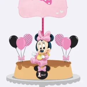Topper Minnie Rosa pronto para imprimir e cortar no Silhouette Studio. Ideal para decoração de aniversário e topo de bolo.