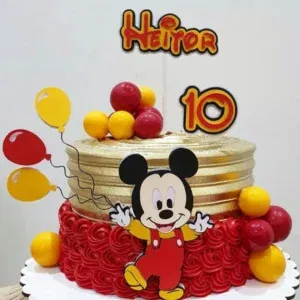 Topper de Bolo Tema Mickey em Arquivo de Corte Studio. Perfeito para decoração de festas de aniversário infantis. Serve como topo de bolo.