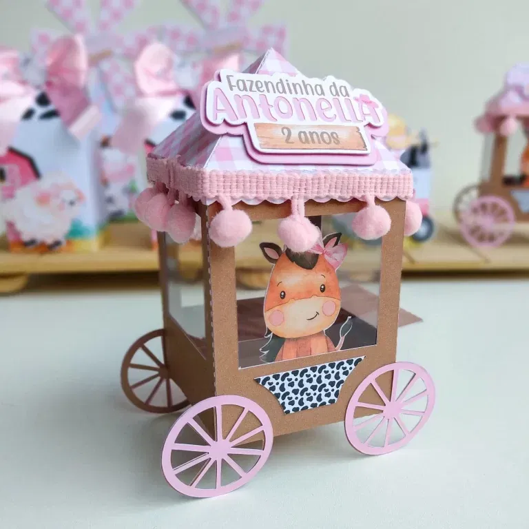 Kit completo de arquivos de corte tema Fazendinha Rosa para decoração, topper e centro de mesa digital formato Studio.