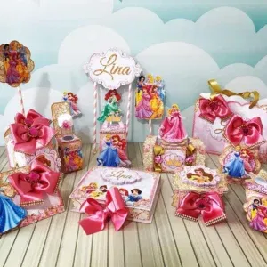 Kit Aniversário Princesas Disney em Studio, Png e Pdf. Decoração, topper, temas e festas.