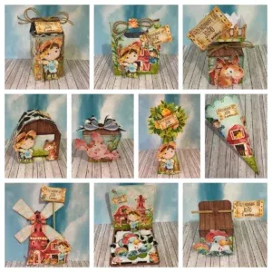 Kit topper de bolo fazendinha menino 3D. Decoração, temas, festas.