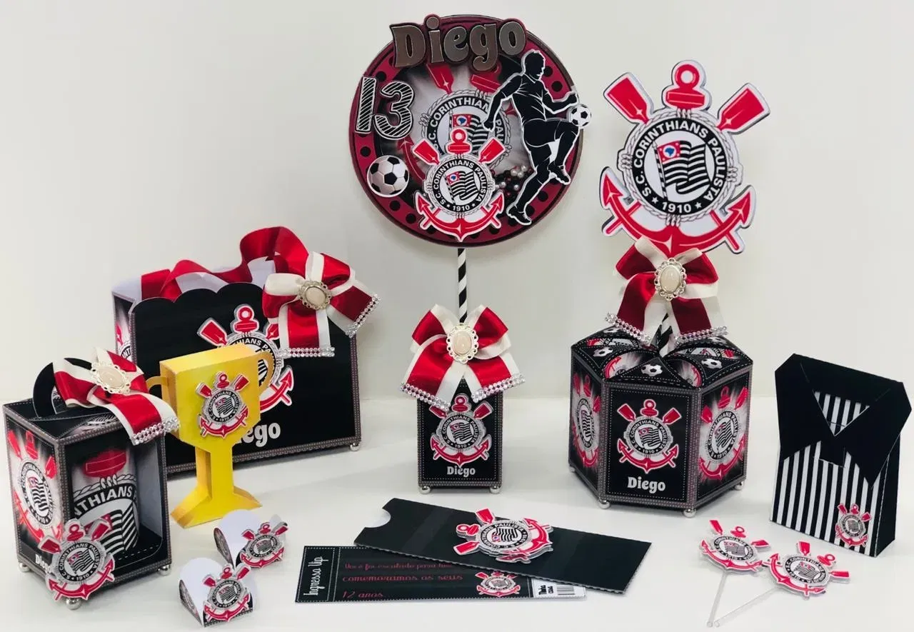 Arquivo de corte de centro de mesa Corinthians para Silhouette Studio. Decoração, temas e festas.