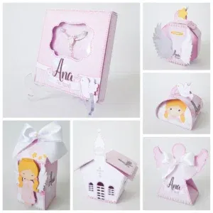 Arquivo digital batizado menina em Studio, Png e Pdf. Topper, decoração, temas e festas.