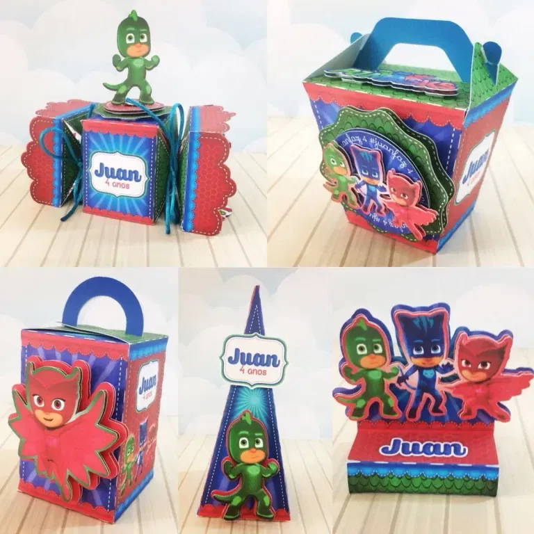 Moldes de decoração Pj Masks para fazer em casa. Topper, temas e festas.