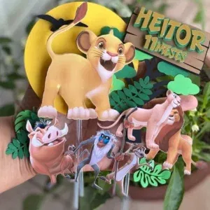 Arquivo digital topo de bolo Rei Leão Studio. Topper, decoração, temas e festas.