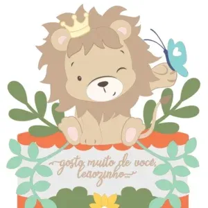 Arquivo digital topper bolo leãozinho studio. Decoração, temas, festas e topper.