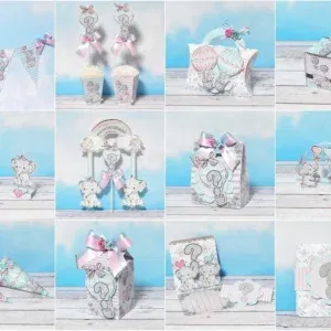 Arquivo silhouette chá revelação elefantinho studio. Topper, decoração, temas e festas.