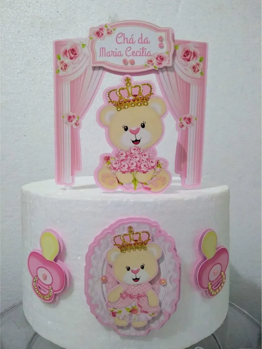 Arquivo silhouette topo de bolo ursinha realeza studio. Topper, decoração, temas e festas.