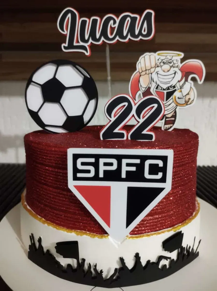 Arquivo de corte de topo de bolo do São Paulo para Silhouette Studio. Topper, decoração e festas.