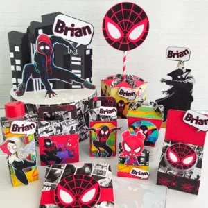 Decoração Aranhaverso para imprimir e cortar. Topper, temas, festas e arquivo de corte.