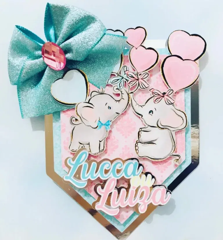 Kit profissional de decoração chá revelação elefantinho. Topper, temas, festas e arquivo de corte.