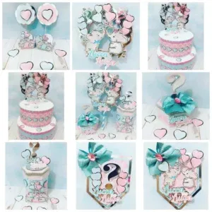 Decoração chá revelação elefantinho imprimir e cortar. Topper, temas, festas e arquivo de corte.