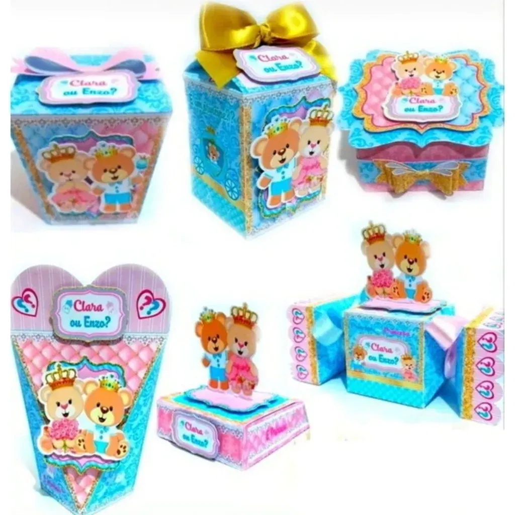 Arquivo de corte chá de revelação ursinhos studio. Topper, decoração, temas e festas.